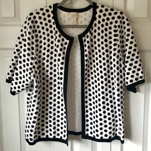 Chico’s White Black Dot Open Cardigan Short Sleeve